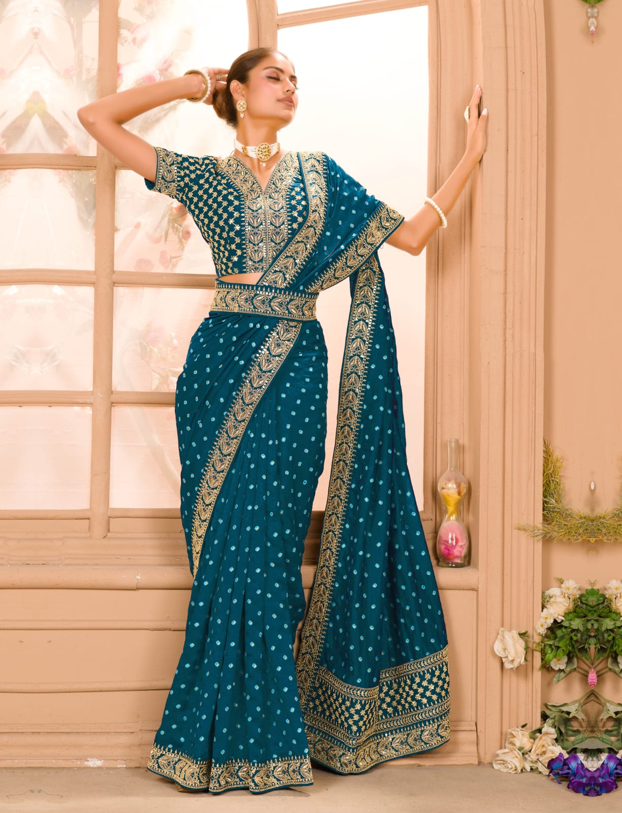 Blue Chill and Red Woven Banarasi Soft Silk Designer Saree – MySilkLove